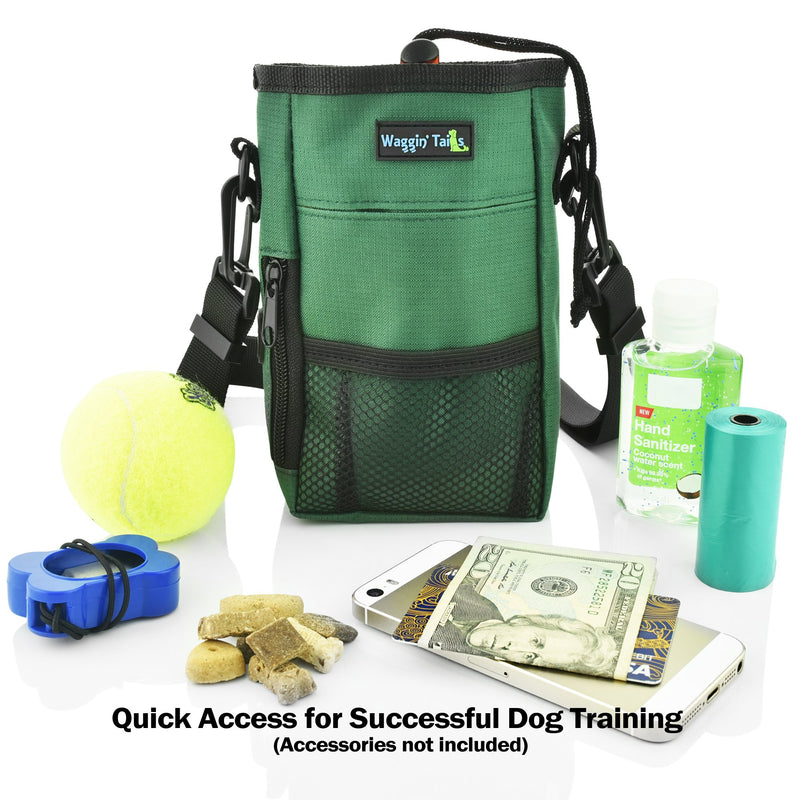 [Australia] - Smart Dog Treat Pouch Bag for Dog Training - Easy Access to Treats & Training Accessories Includes Free Roll of Waste Bags- Earth Green by Wagtime Club 