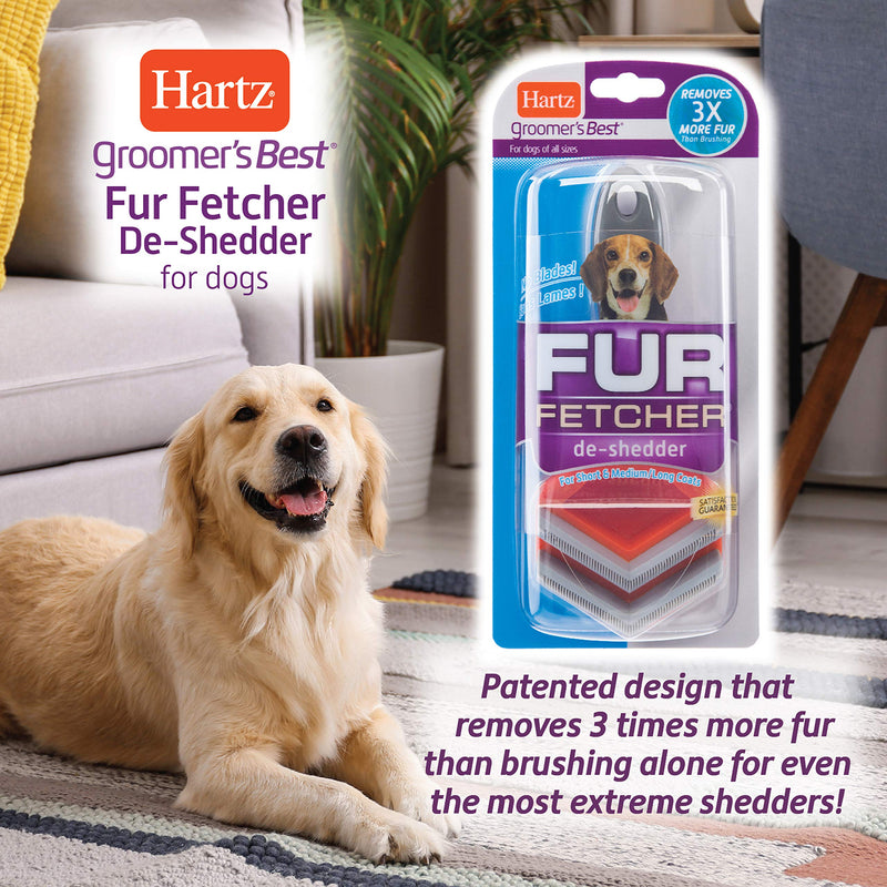 Hartz Groomer's Best Fur Fetcher Deshedder Dog Brush, Deshedding Dog and Puppy Brush for All Sizes to Remove Loose Hair & Help Dog Shedding - PawsPlanet Australia