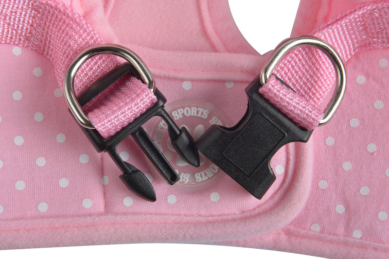 BINGPET BB5004 Polka Dot Soft Vest Dog Puppy Pet Harness Adjustable - Pink Medium - PawsPlanet Australia