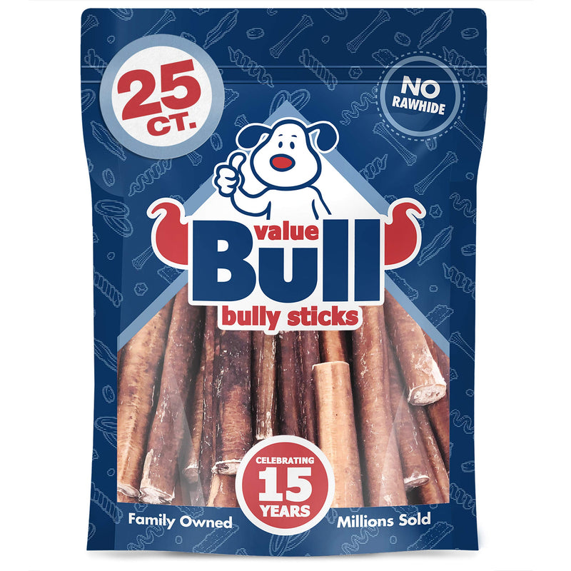 [Australia] - ValueBull Bully Sticks, Thick 4 Inch, 25 Count - All Natural Dog Chews, Rawhide Alternative 