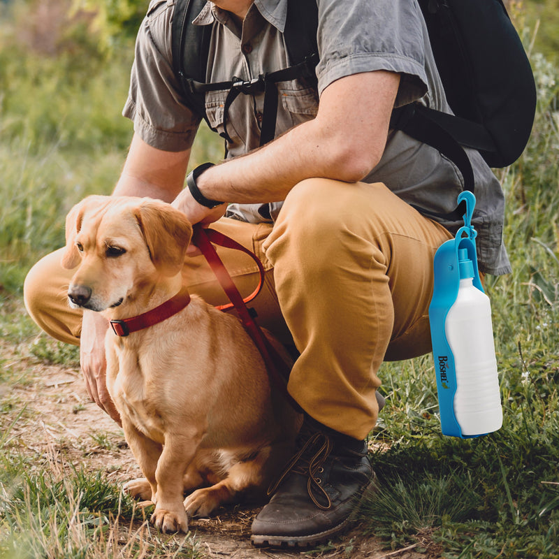 [Australia] - BOSHEL Dog Travel Water Bottle – Large Dog Water Bottle And Foldable Feeder - Approved Compact Dog Water Dispenser With Spill Proof Lid - Portable Pet Water Bottle And Cat Water Bottle + Belt Hook 