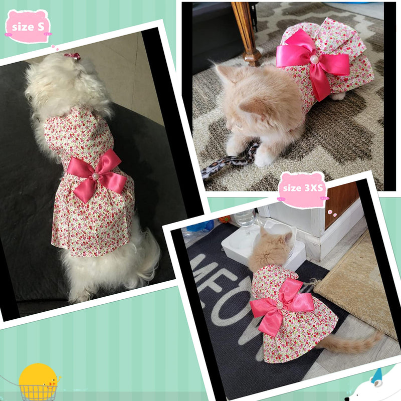 MSNFOASM Puppy Dog Dress,Thin Cute Floral Princess Ribbon Skirt for Small Dogs Cats for Summer XXS(Chest12",Back10") Light Pink - PawsPlanet Australia