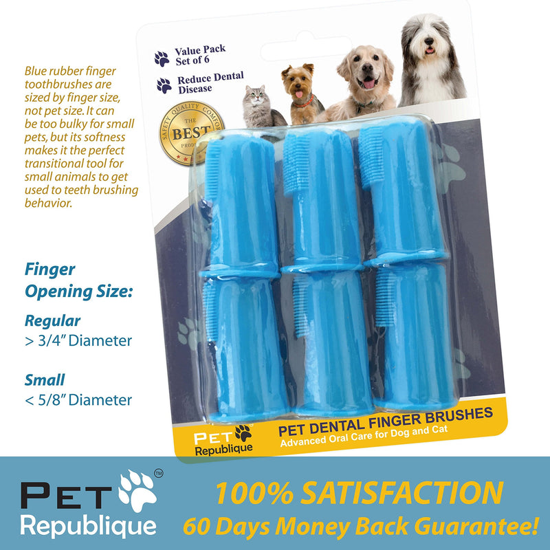 Dog Finger Toothbrush by Pet Republique Set of 6 - Dental Brush for Large to Small Dogs, Cats, and Most Pets Finger Toothbrushes 6 Count (Pack of 1) - PawsPlanet Australia