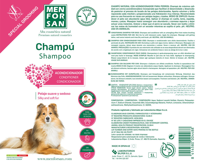 MENFORSAN dog shampoo conditioner 1 liter - pack of 2 - PawsPlanet Australia