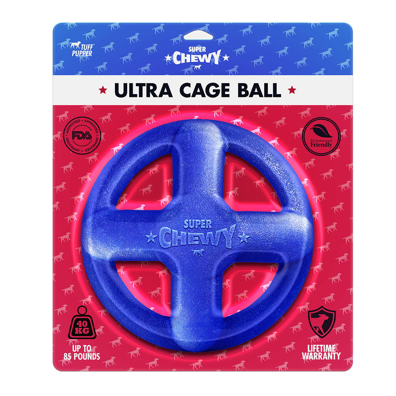 Tuff Pupper SuperChewy Tough Dog Cage Ball Toy | Strong natural rubber | Great fetch toy for dogs | Ultra durable chew toy | For Large Breeds Cage Ball Large - 4 inches / 8.5 oz - PawsPlanet Australia
