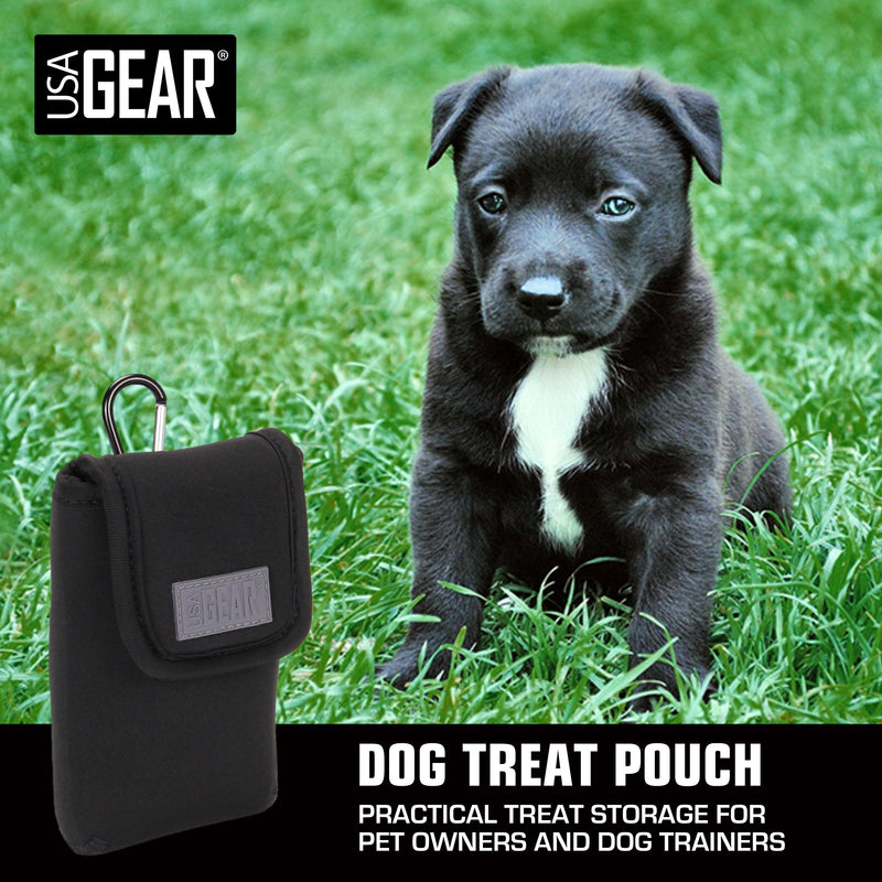 [Australia] - USA GEAR Dog Treat Carrying Pouch and Puppy Training Snack Bag Holder with Reinforced Belt Loop and Carabiner Clip - Attaches to Waist, Backpack, Purse, and More - Carry Treats on Walks or Trips 