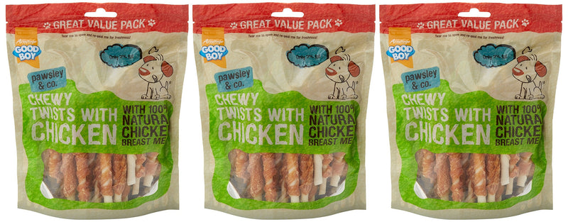 Good Boy - Chewy Twists With Chicken - Dog Treats - Made With 100% Natural Chicken Breast Meat - 320 Grams - Gluten Free Dog Treats (Case of 3) 320 g (Pack of 1) - PawsPlanet Australia