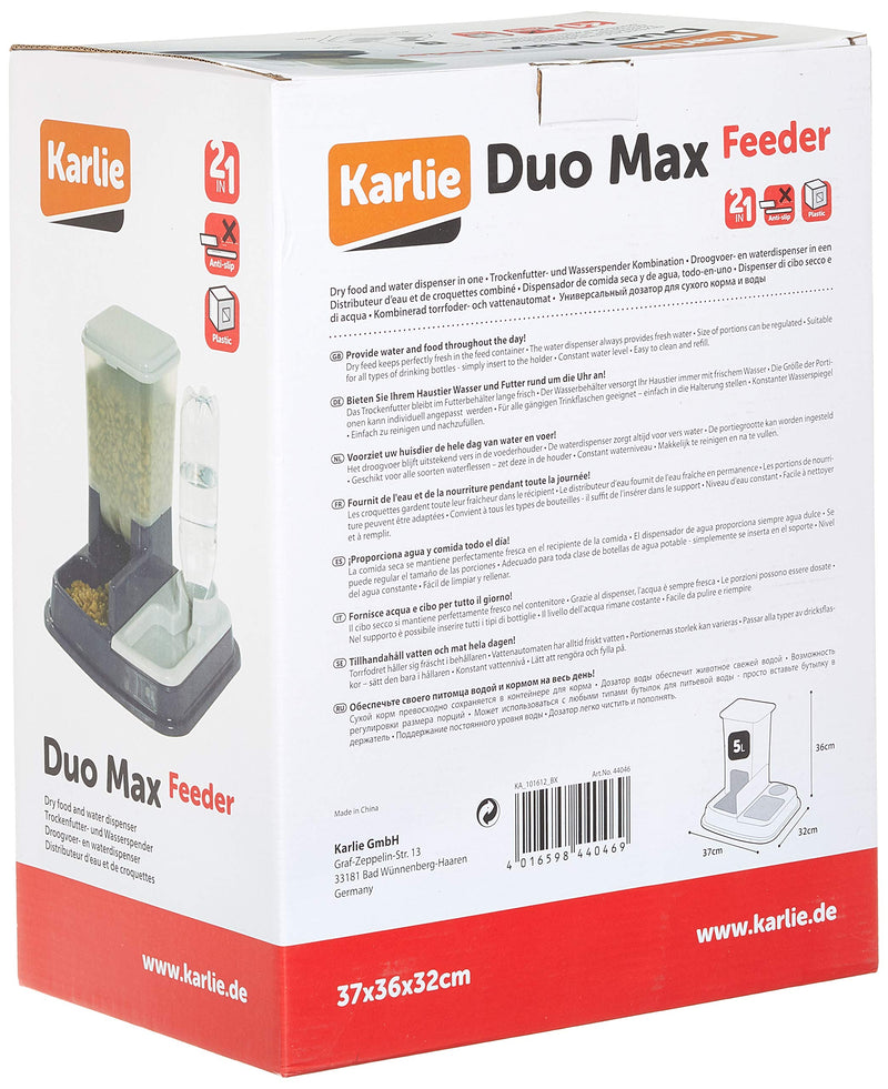 Karlie 44046 Duo Max Food and Water Dispenser 5 Litre 1 Count (Pack of 1) - PawsPlanet Australia