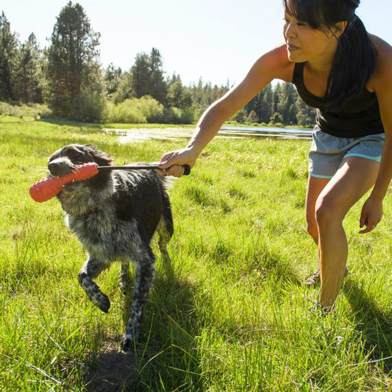 Ruffwear Chew-Resistant Rubber Dog Toy with Rope Handle, Size: Large, Sockeye Red, Gourdo, 60301-601L - PawsPlanet Australia