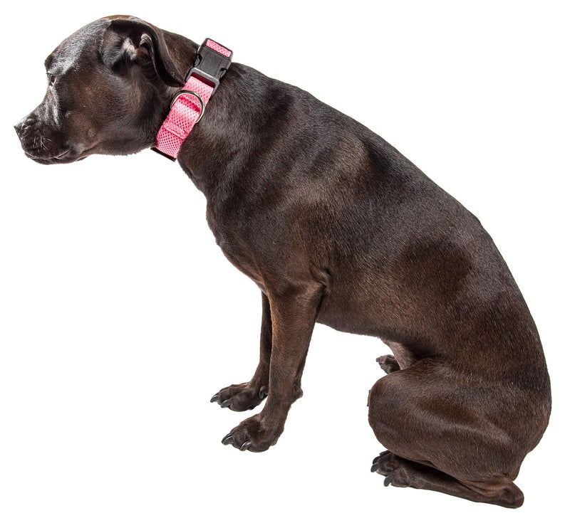 [Australia] - Pet Life 'Aero Mesh' 360 Degree Dual Sided Comfortable And Breathable Adjustable Mesh Dog Collar Medium Pink 