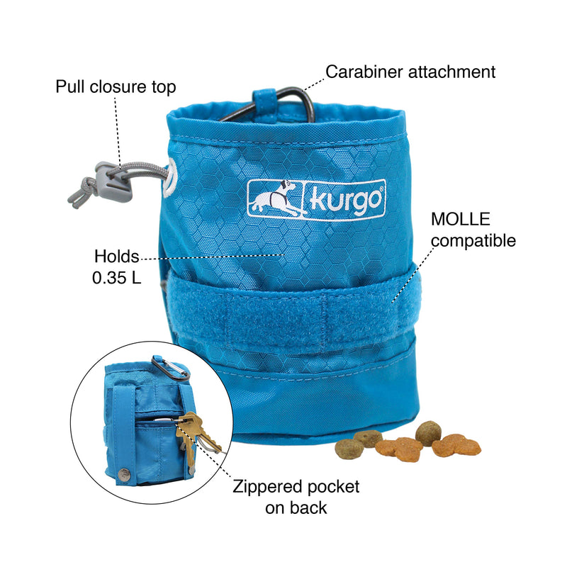 Kurgo RSG YORM Treat Bag, Dog Harness Add-on, MOLLE Compatible, Coastal Blue - PawsPlanet Australia