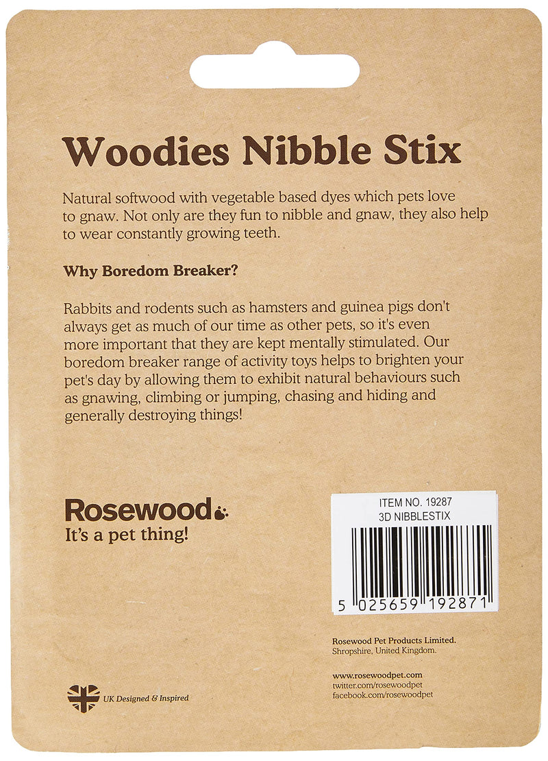 Rosewood 3D Nibble Stix, Pack of 5, green/purple/orange/yellow - PawsPlanet Australia