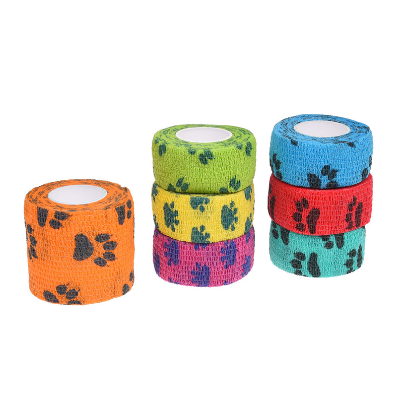 Kare & Kind Self-Adhesive Bandage - Injury Wrap Tape for Pets - Dog, Cats, Horses - 7 Multi-Color Rolls - Muscle and Joint Support - Elastic, Does not Stick to Animal Fur or Coat - PawsPlanet Australia