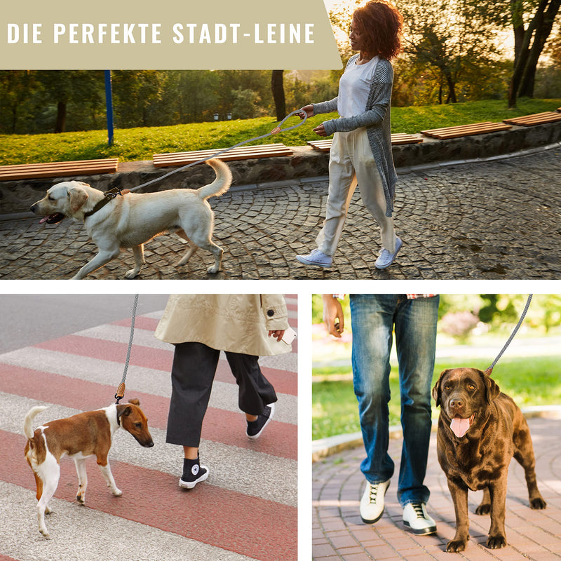 ne&no® dog leash (black/white) rope leash for dogs I training leash for dogs I round lead, braided I hand loop rope leash dog I city leash I 1.2m dog leash black / white - PawsPlanet Australia