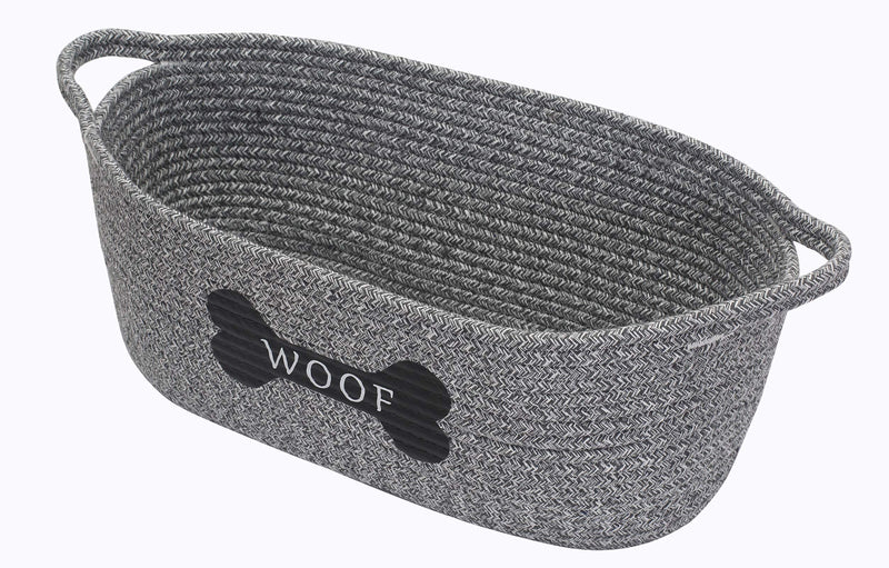 Brabtod Cotton rope dog toy basket storage with handle, puppy toy basket(grey), puppies bed - Perfect for organizing puppy small dogs toys, treats, blankets, leashes, coats -mix gray mix gray - PawsPlanet Australia