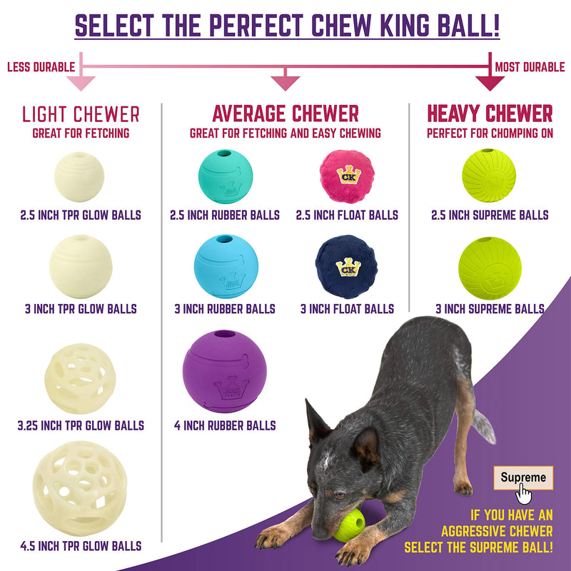 [Australia] - Chew King Fetch Balls, Glowing Balls for Dogs, Fits Ball Launcher Glow ball 2 pk/ 3" 