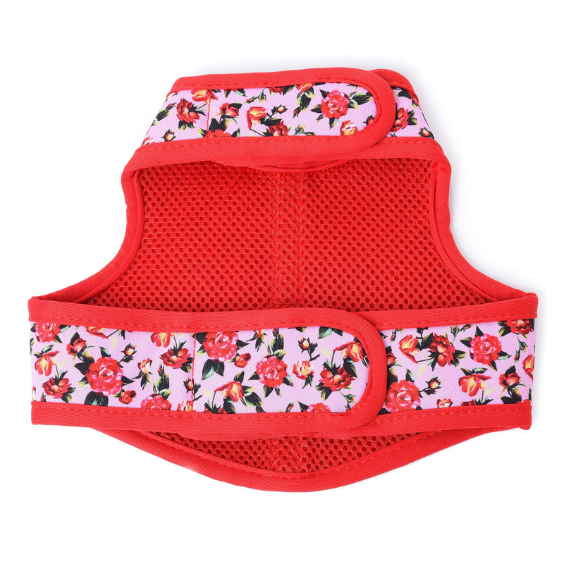 [Australia] - Mile High Life | Easy Step in Air Mesh Vest Harness | Spring Floral Collection | Adjustable Easy Closures Both Neck and Chest |20 lbs Small Dogs & Cats XS Chest Size (14"-16") Peony Rose 