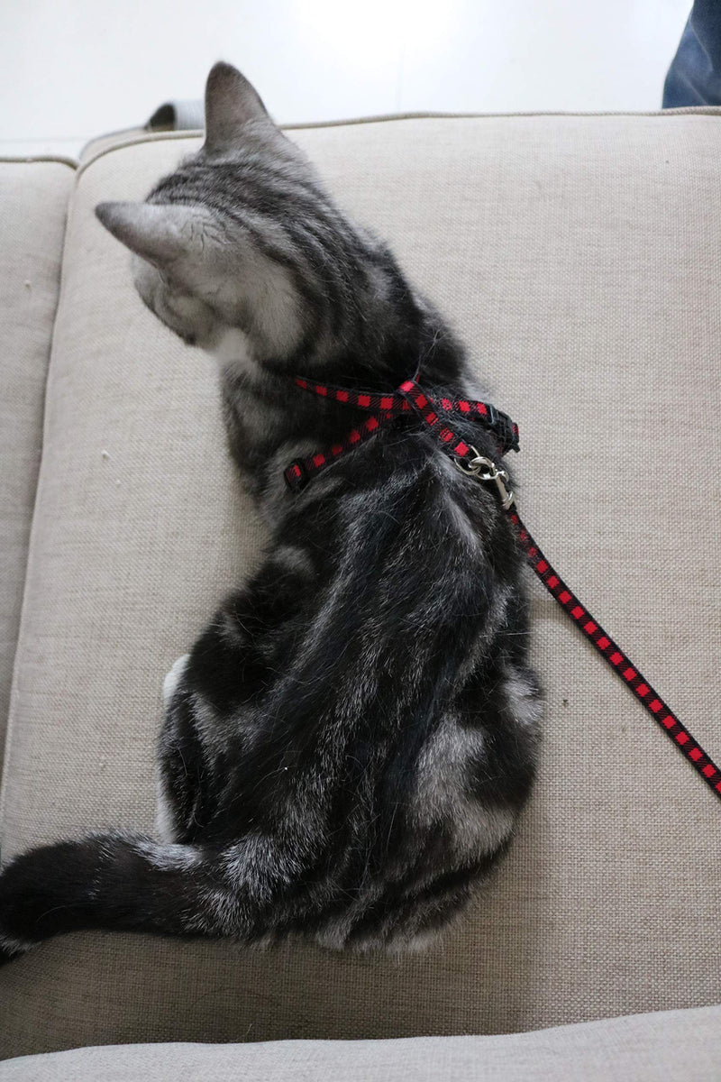 [Australia] - PUPTECK Cat Harness with Leash Set - Adjustable Soft Strap with Figure 8 Style Harness, Adorable and Special Red 