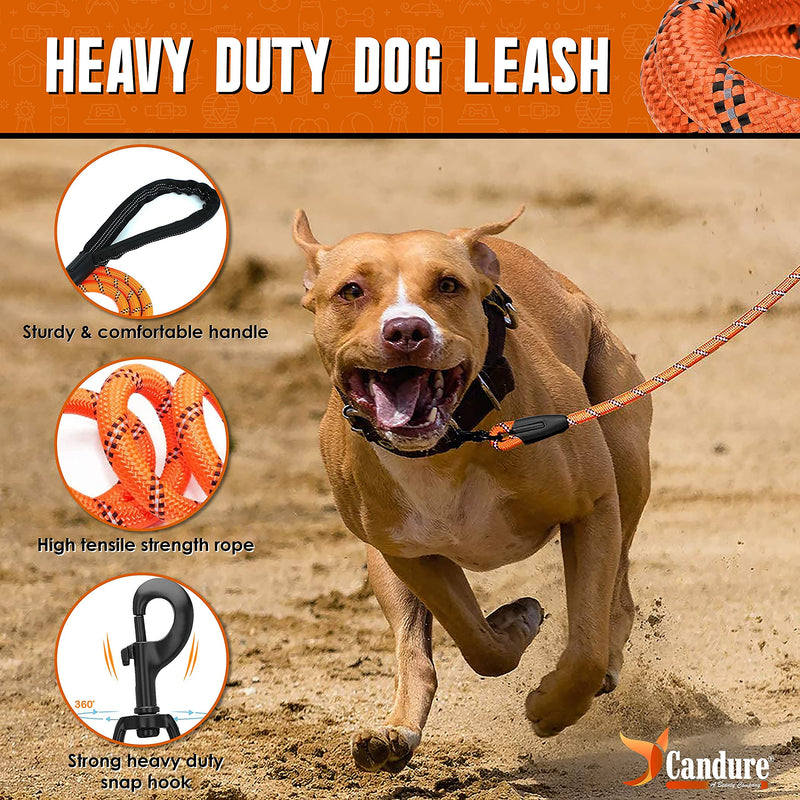 Candure dog leash for large dogs and small dogs, training leash for dogs, bite-resistant dog leash, round tow leash with soft padding, rope dog leash 1.5 m dog leash house leash for dogs orange - PawsPlanet Australia