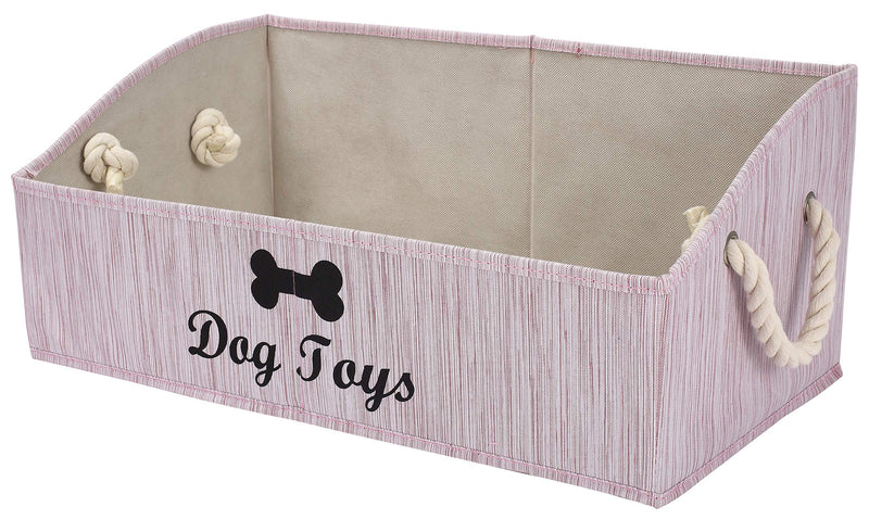 Geyecete Large Dog Toys Storage Bins-Foldable Fabric Trapezoid Organizer Boxes with Weave Rope Handle,Collapsible Basket for Shelves,Dog Apparel BambooPink - PawsPlanet Australia