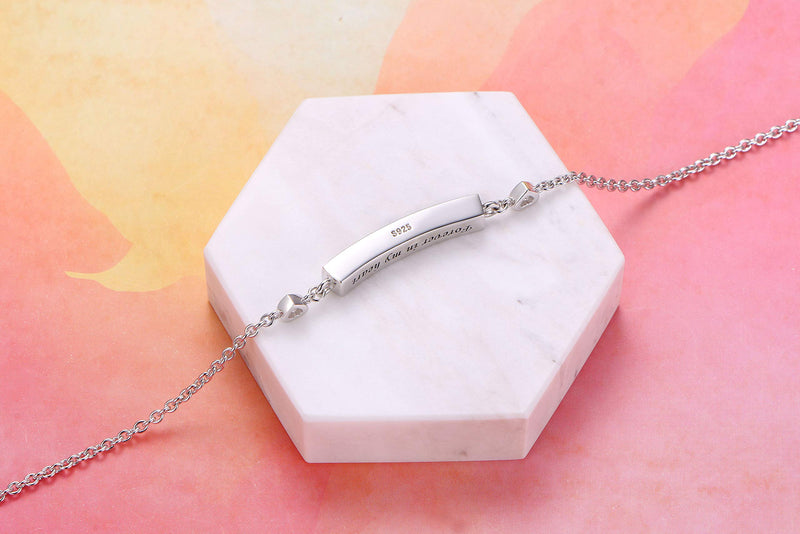 Sterling Silver Forever in My Heart CZ Cremation Urn Locket Memorial Ashes Holder Bangle Urn Keepsake Bracelet 7+2" Bar - PawsPlanet Australia