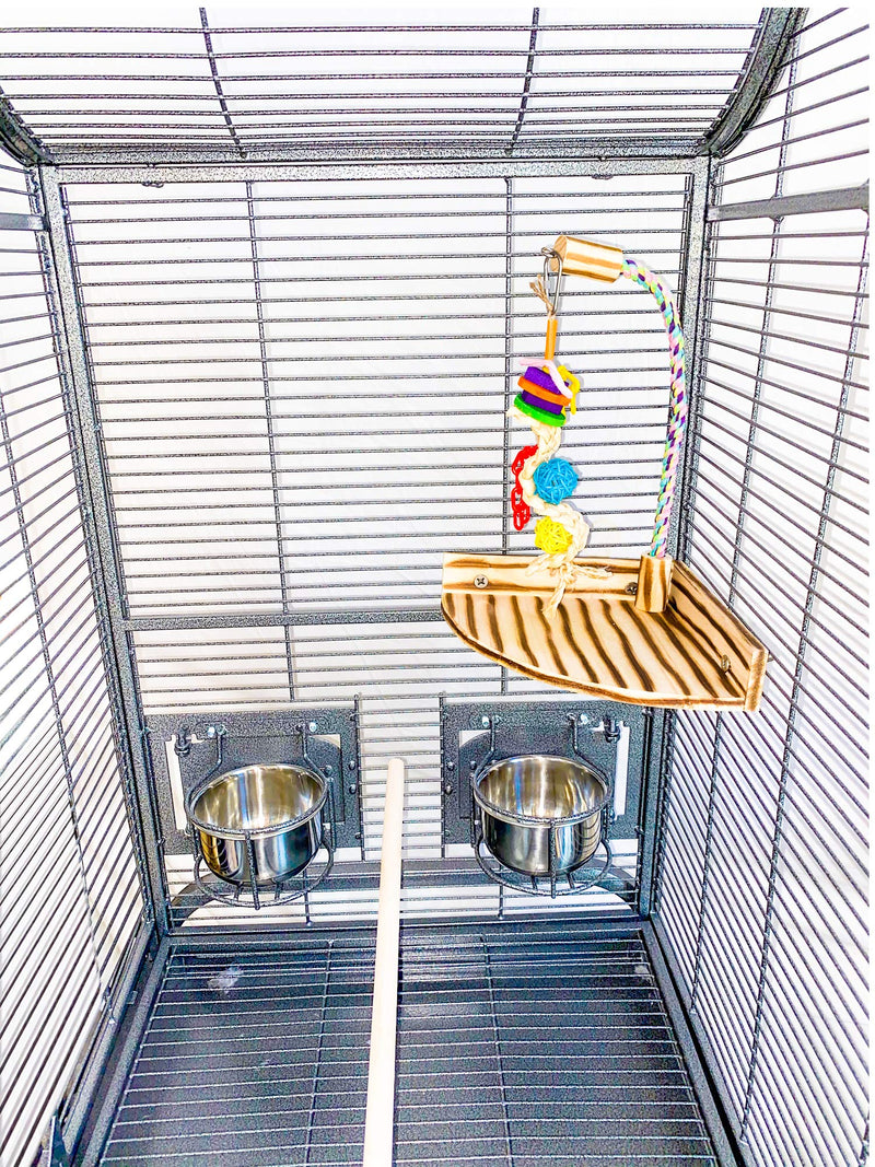 Birds LOVE TigerTail Play Gym Tabletop w Cup, Toy Hanger and Free Parrot Toy Included! - Choose Style and Size Small - Corner Cage Playgym - PawsPlanet Australia