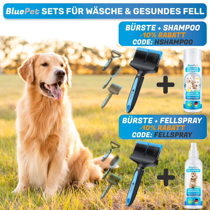 BluePet "ZupfZeug Pro" Professional Long Hair Dog Brush - Slicker Brush for Dogs and Cats - Gently Removes Undercoat, Tangles & Knots Small - PawsPlanet Australia