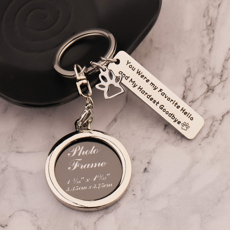 [Australia] - LQRI Pet Loss Gift Pet Memorial Picture Frame Keychain You are My Favorite Hello My Hardest Goodbye Keychain Keepsake in Memory of Dog Cat silver 
