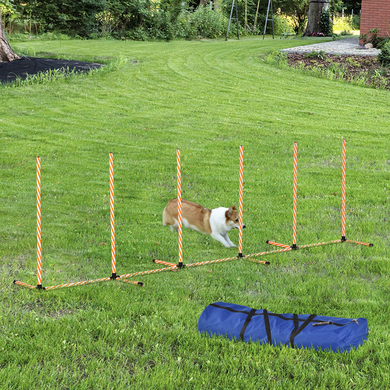 PawHut Dog Agility Training Equipment Pet Play Run Obstacle w/Weaves Poles Whistle Carrying Bag Outdoor Games Exercise - PawsPlanet Australia