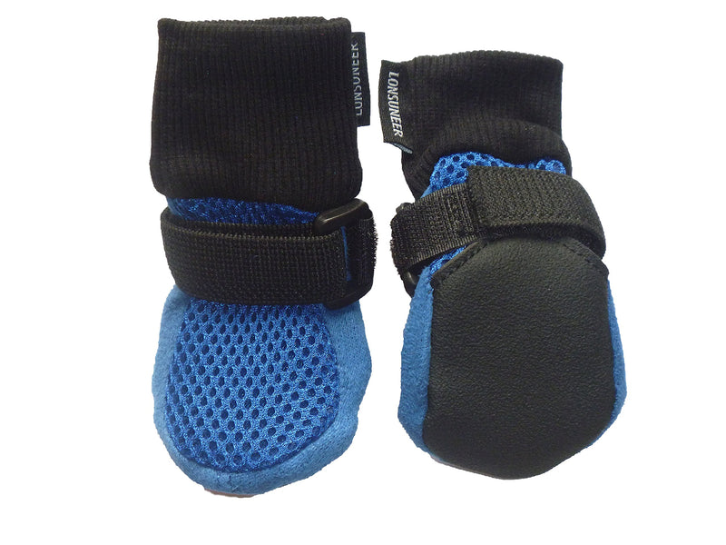 LONSUNEER Paw Protector Dog Boots Set of 4 Breathable Soft Sole Nonslip in 5 Sizes X-Small - Inner Sole Width 1.97 Inch Blue - PawsPlanet Australia