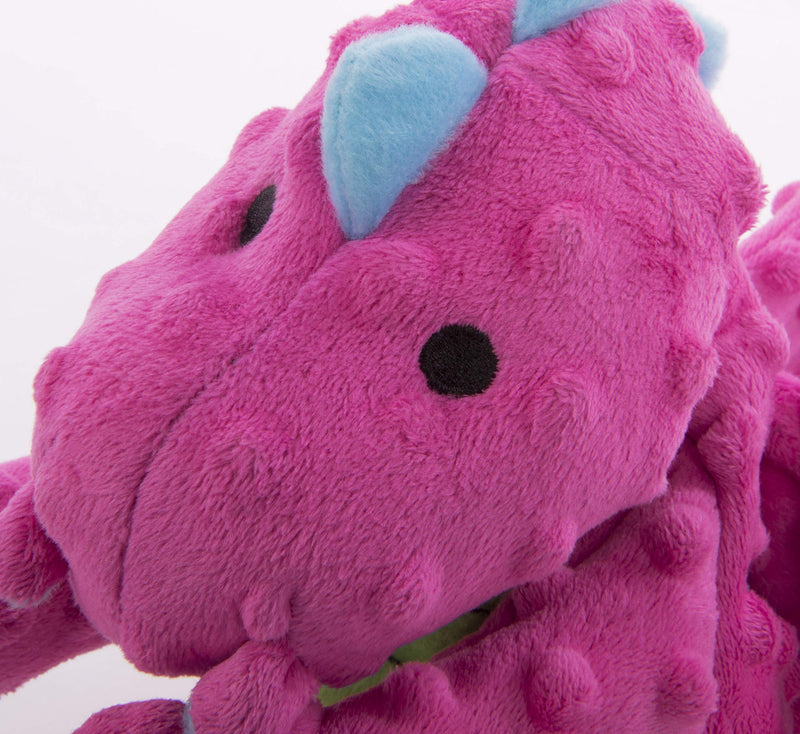 [Australia] - goDog Dragon with Chew Guard Technology Tough Plush Dog Toy, Pink, Large 