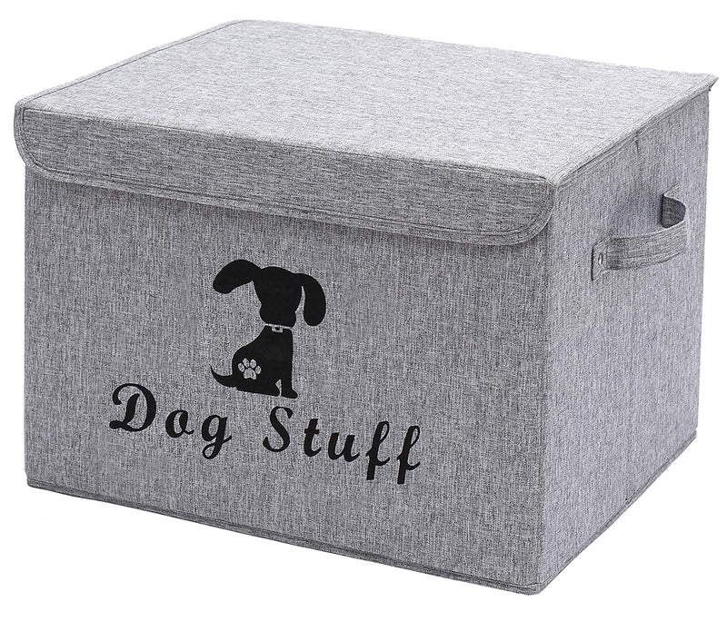 Geyecete Linen Dog Storage Basket Dog Toy Basket with Lid and Handles - Perfect for Organizing Dog Toys, Dog Clothing, Storage Trunk-Snow Grey-DOG Snow Grey - PawsPlanet Australia