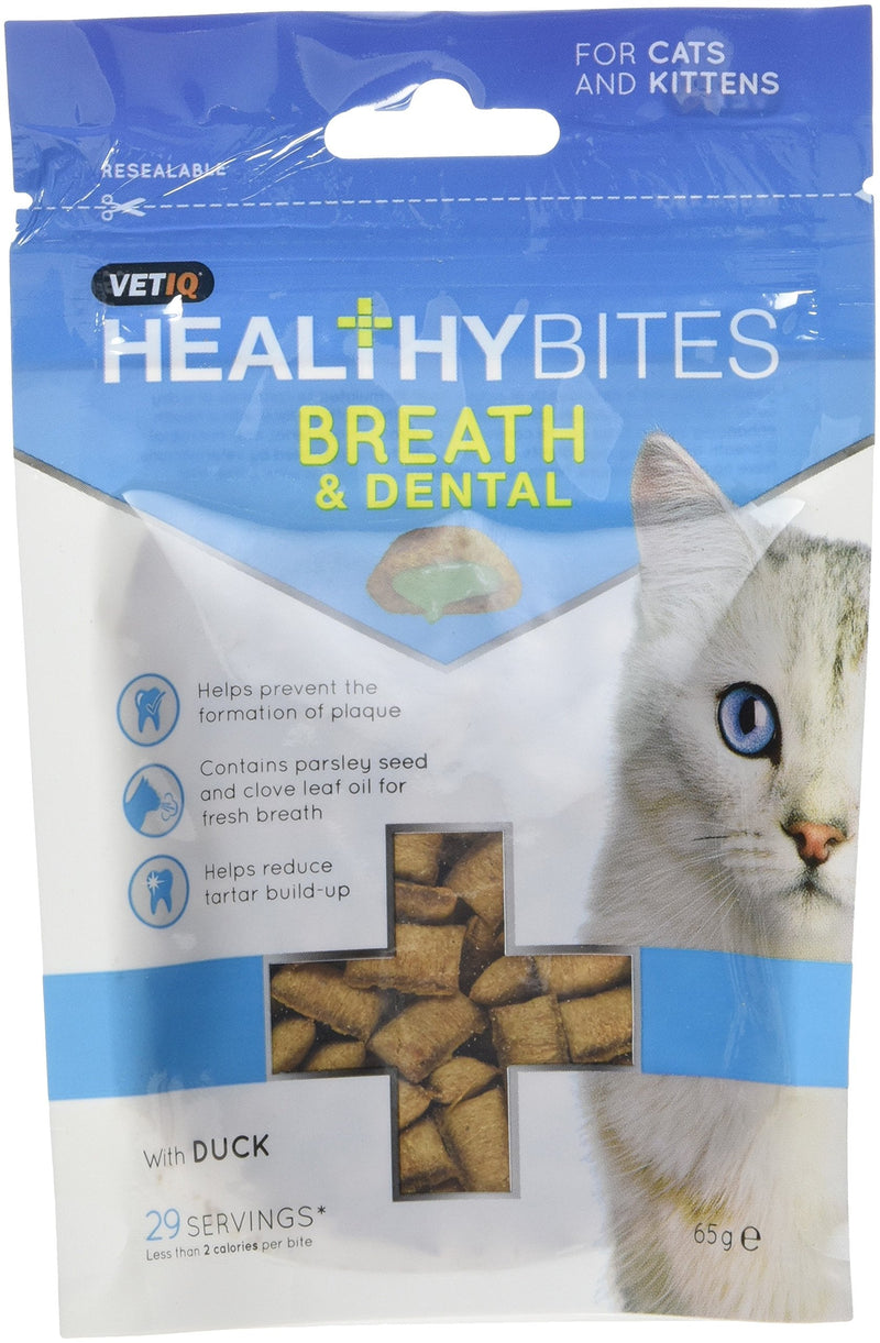 VetIQ Healthy Bites Hairball Remedy For Cats and Kittens 65g - Pack of 8 & Healthy Bites Breath & Dental For Cats & Kittens, 65g - Pack of 8 + Breath & Dental For Cats - Pack of 8 - PawsPlanet Australia