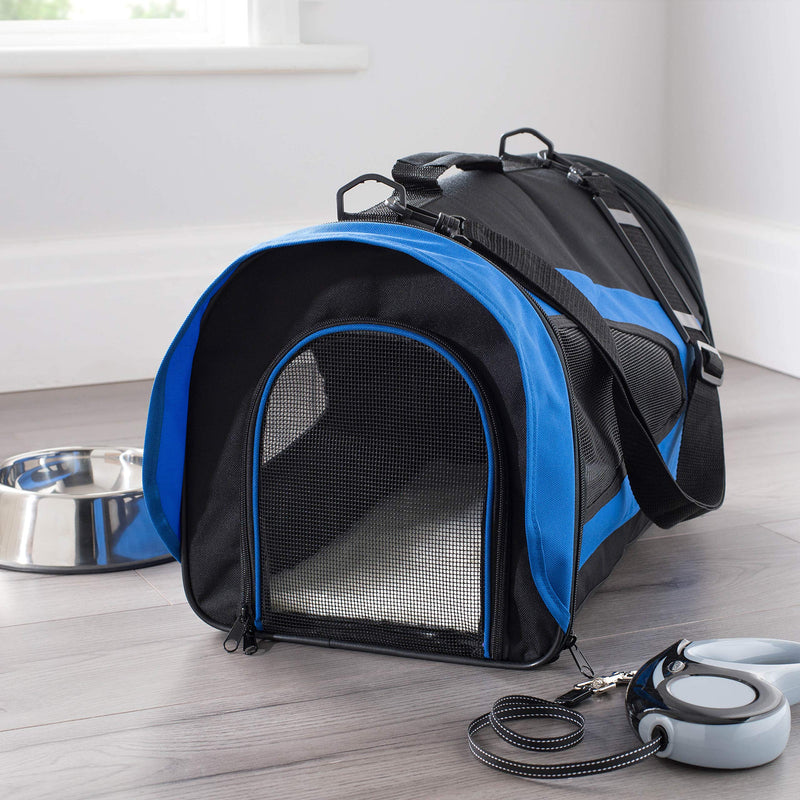 Lightweight Fabric Pet Carrier Crate for Dogs, Cats or Small Animals Blue - PawsPlanet Australia