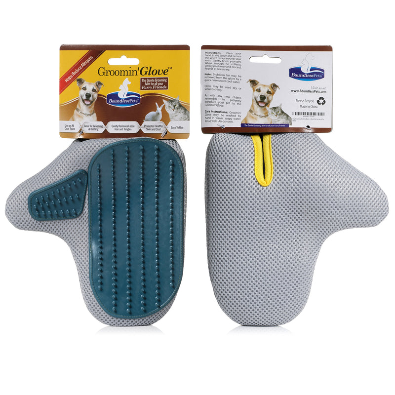 [Australia] - BoundlessPets The Groomin' Glove - Pet Grooming Glove Brush and Bathing Mitt Versatile Long and Short Hair Animal Fur Deshedding Tool and Massage Comb for Cats, Dogs, Ferrets, Horses & More 