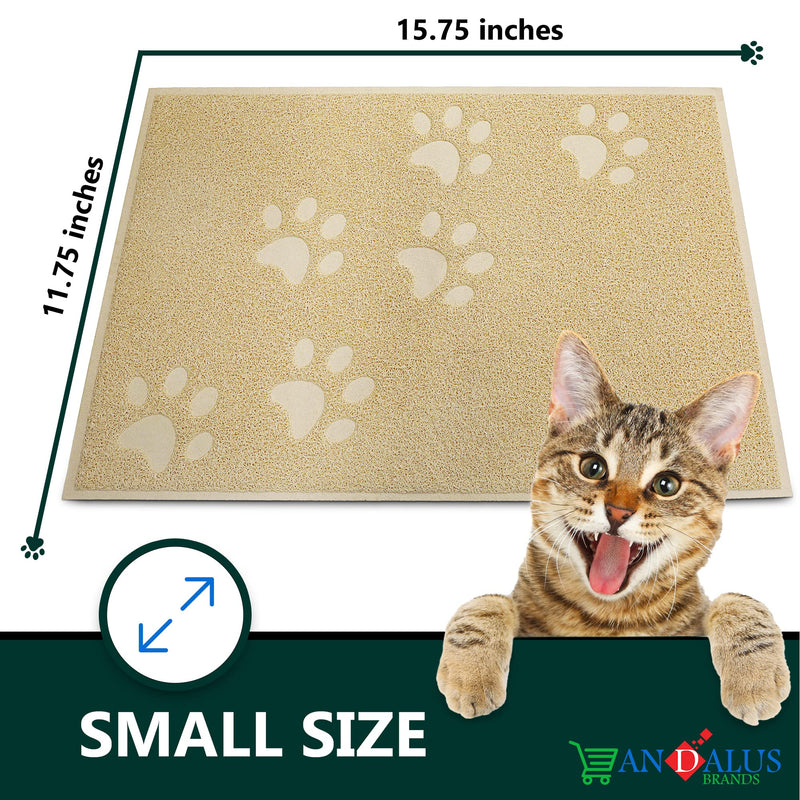 ANDALUS Cat Litter Mat - Kitty Litter Trapping Mat for Litter Boxes - Kitty Litter Mat to Trap Mess, Scatter Control - Washable Indoor Pet Rug and Carpet - Beige, Small (15.75" x 11.75") Small (15.75" x 11.75") - 1 Pack - PawsPlanet Australia