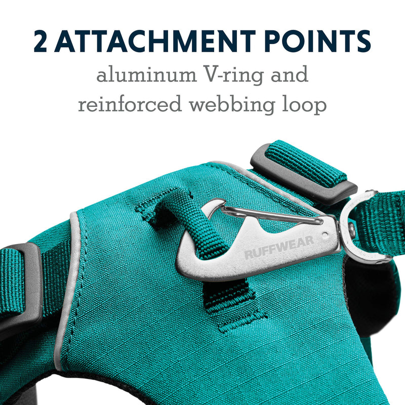 RUFFWEAR Front Range Dog Harness, Reflective Padded No Pull Harness, Aurora Teal, XX-Small - PawsPlanet Australia