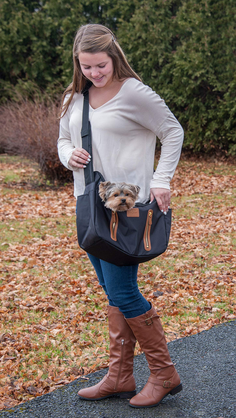 [Australia] - Pet Gear R&R Sling Carrier for Cats/Dogs, Storage Pockets, Removable Washable Liner, Zippered Top with Mesh Window Black 