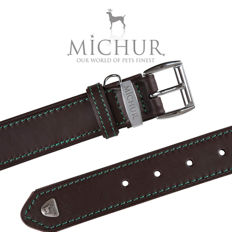 MICHUR Classica dog collar leather, dog leather collar, collar brown, LEATHER, Neck circumference 21,65-25,59" Neck circumference 21,65-25,59" BrownHB - PawsPlanet Australia