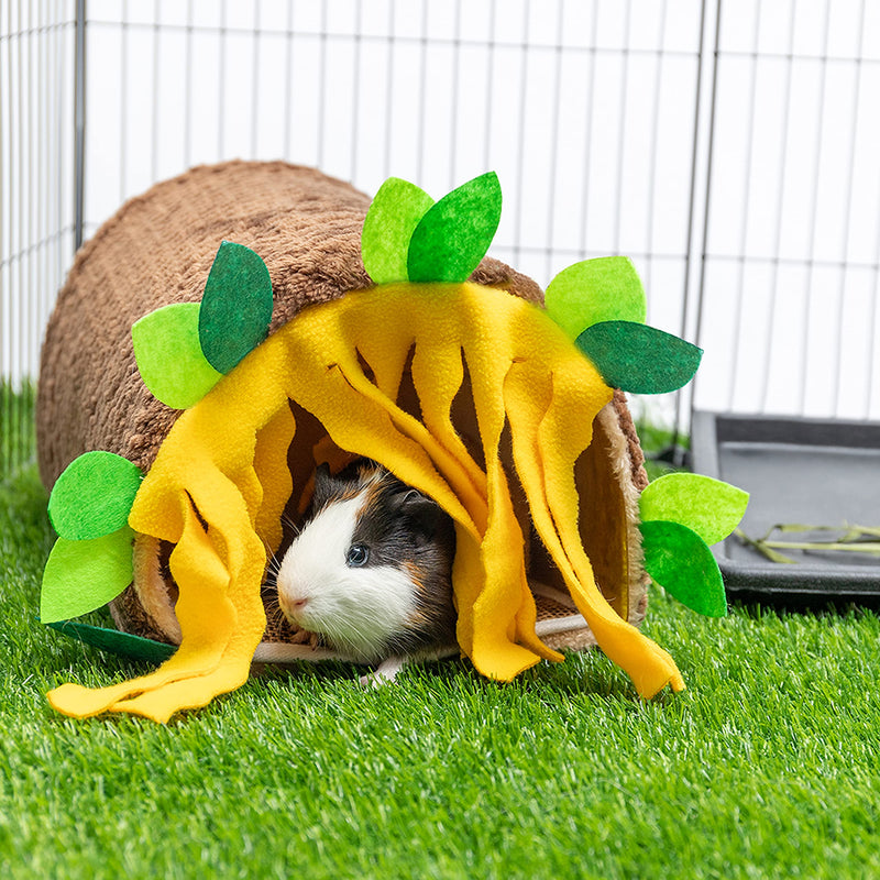ORZECHKO Guinea Pig Tunnel House - Small Animal Hideout Tube Cage House for Hamster Rat Mice Parrot Chinchilla Hedgehog Flying Squirrel - Playing Sleeping Resting Fleece Warm Bed Plush Nest Habitats Brown - PawsPlanet Australia