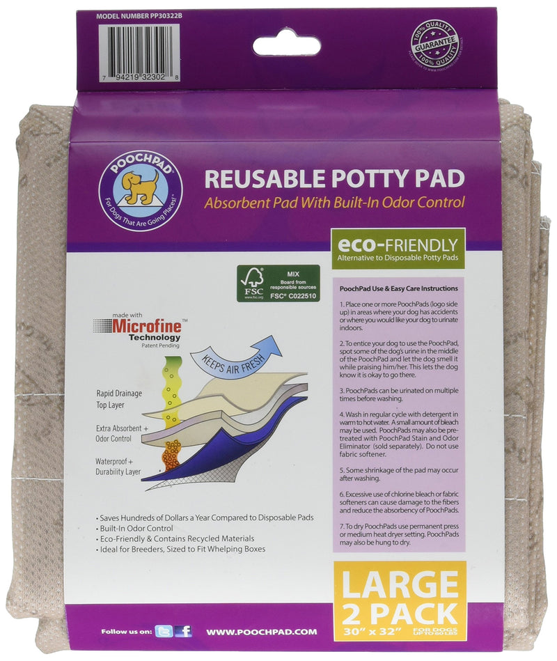 [Australia] - Pooch Pads Pets Pad (2 Pack), Beige, Large/30" x 32" 