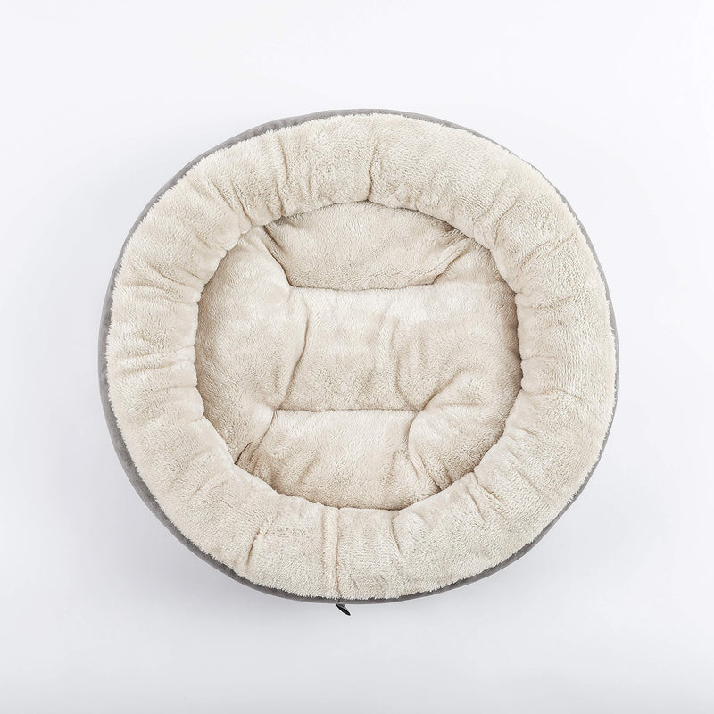 [Australia] - Love's cabin Round Donut Cat and Dog Cushion Bed, 20in Pet Bed For Cats or Small Dogs, Anti-Slip & Water-Resistant Bottom, Super Soft Durable Fabric Pet Supplies, Machine Washable Luxury Cat & Dog Bed L Donut Grey 