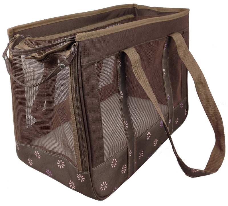 [Australia] - PET LIFE 'Surround View' Posh Collapsible Fashion Designer Pet Dog Carrier, Medium, Mud Brown 