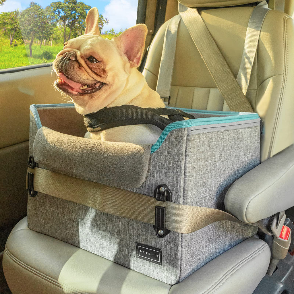 Petsfit Dog Car Seat for Small Dogs, Dog Seat Car Back Seat Front Seat Extra Safe Stable Dog Car Seat with Seat Belt Clip and Plush Cushion for Small Dogs up to 8kg, Gray - PawsPlanet Australia