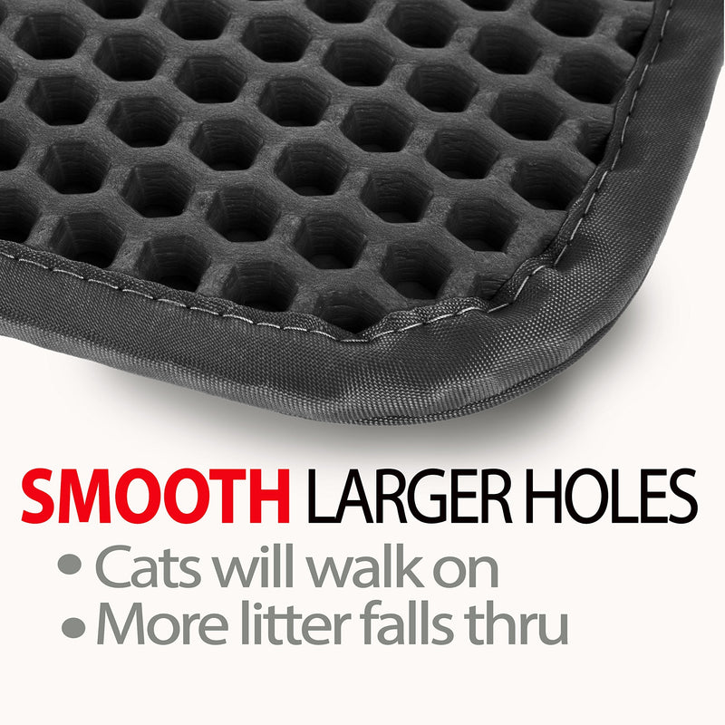 iPrimio Large Cat Litter Trapper Mat with Exclusive Urine/Waterproof Layer. Larger Holes with Urine Puppy Pad Option for Messy Cats. Soft on Paws and Light (Black Color) - PawsPlanet Australia