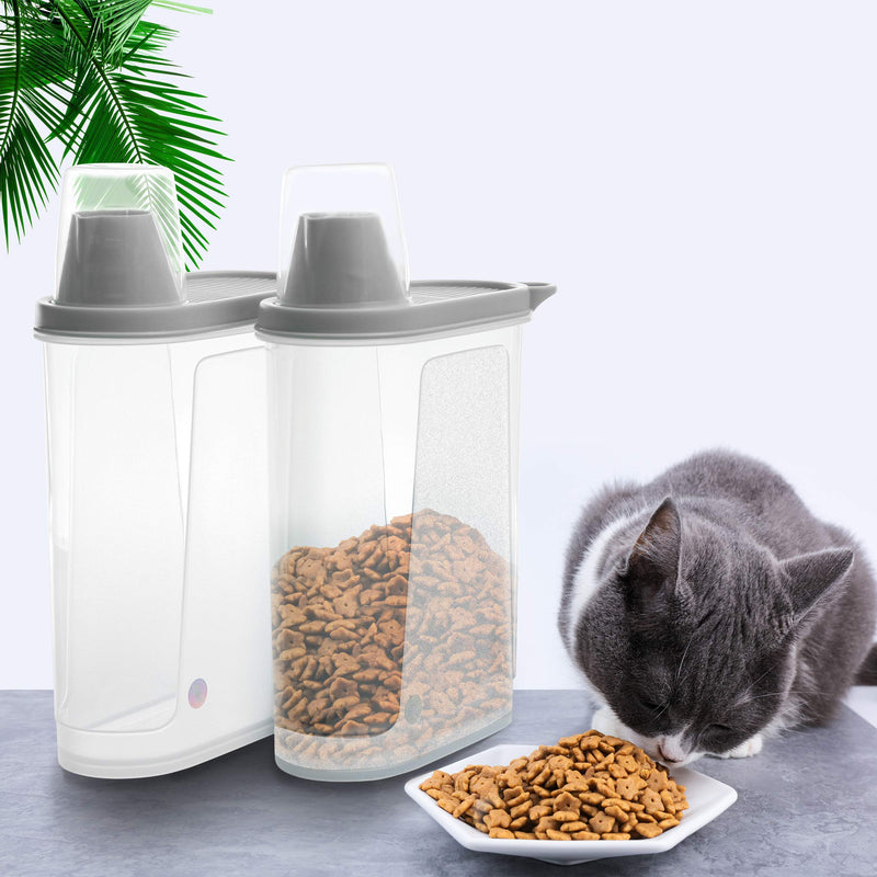 Citylife 3 PCS Pet Food Container Airtight 1.8 LB Plastic Cat Food Container for Dry Food Small Dog Food Containers with Pour Spout Birds Food Dispenser 2 Packs Grey(Large) - PawsPlanet Australia