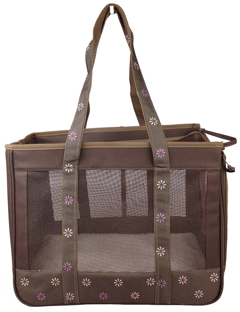 [Australia] - PET LIFE 'Surround View' Posh Collapsible Fashion Designer Pet Dog Carrier, Medium, Mud Brown 