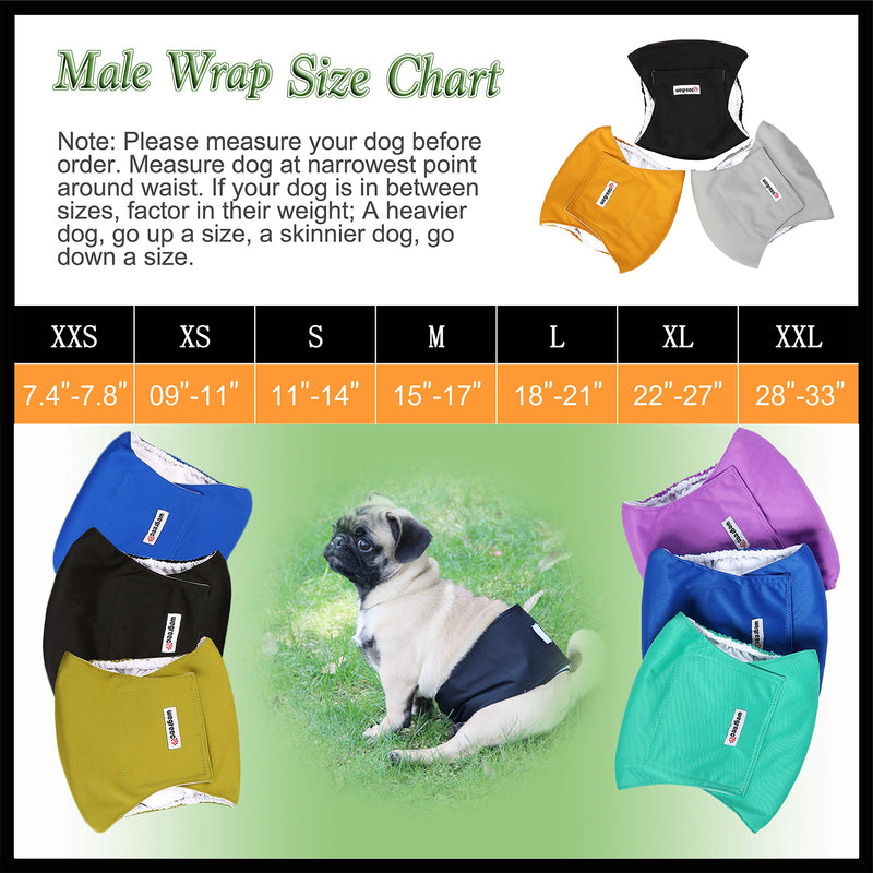 [Australia] - wegreeco Washable Male Dog Diapers (Pack of 3) - Washable Male Dog Belly Wrap Medium Gold, Black, Grey 