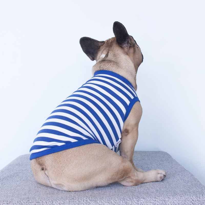 iChoue Striped Dog T Shirts Clothes Vest Tank Top Large Plus (Pack of 1) Stripes of Blue and White - PawsPlanet Australia