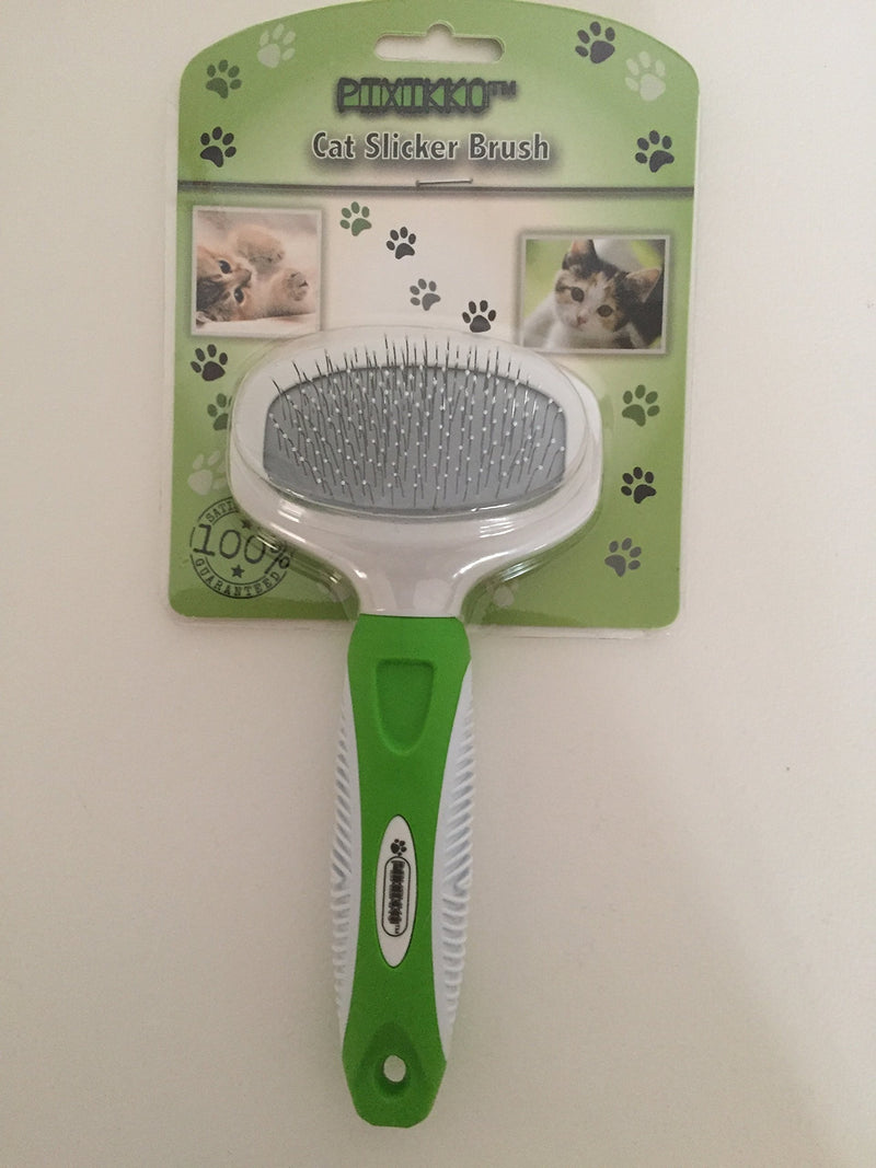 [Australia] - Pixikko Cat Slicker Pin Brush with Protective Tips + Non-Slip Grip Handle for Daily Grooming 